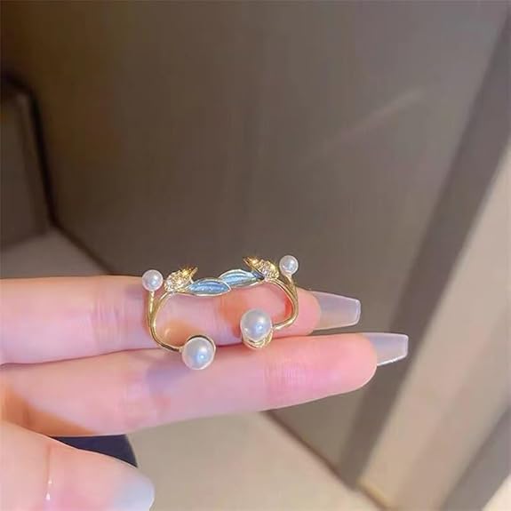 Leaf style pearl earrings - AR-18