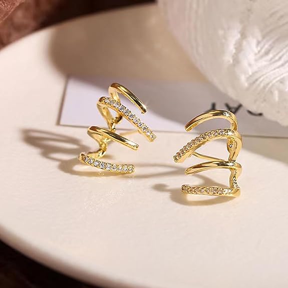 Golden Diamond Claw Earrings - AR-10