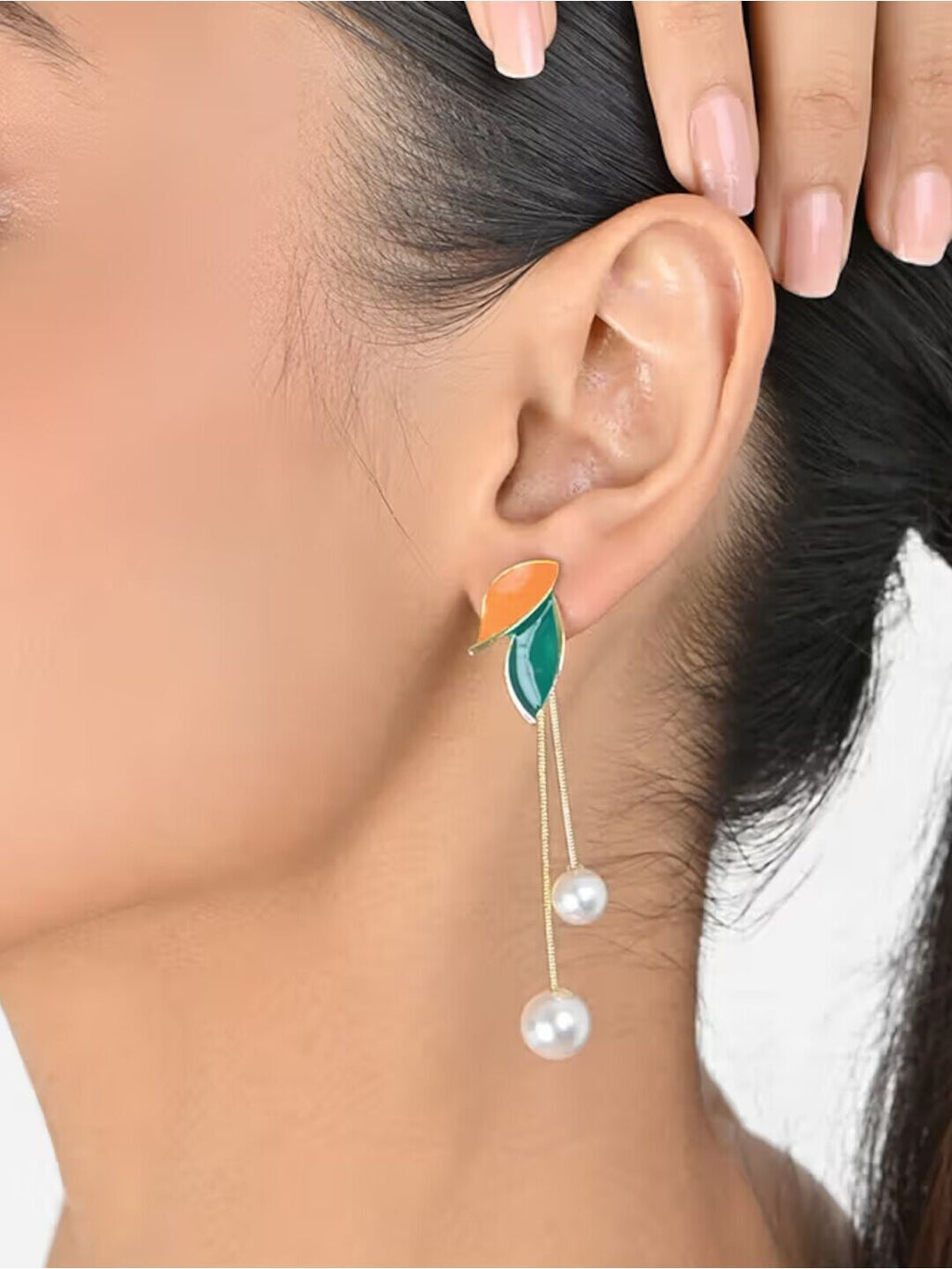 Aurelia Leaf Pearl Earrings - AR-129
