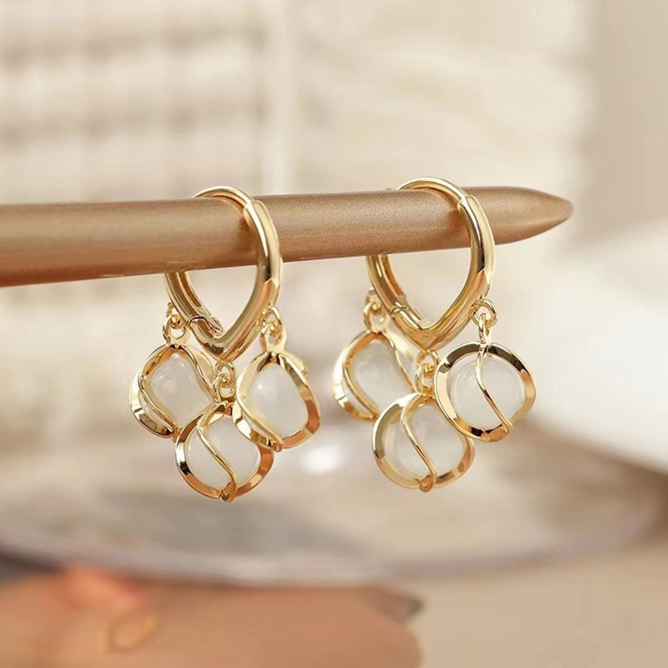 Pearl Petal Drop Earrings - AR-128