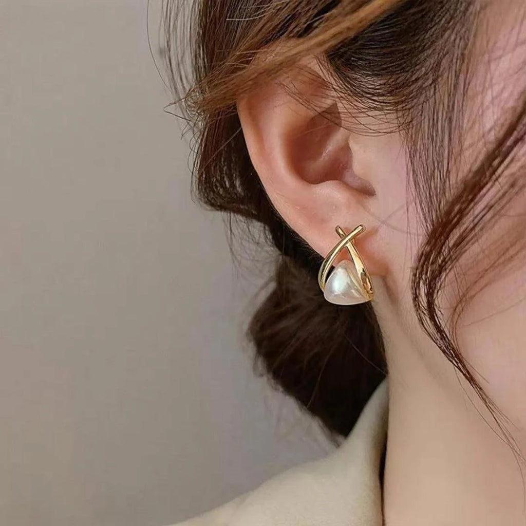 Pearl Cross stud Earrings - AR-36