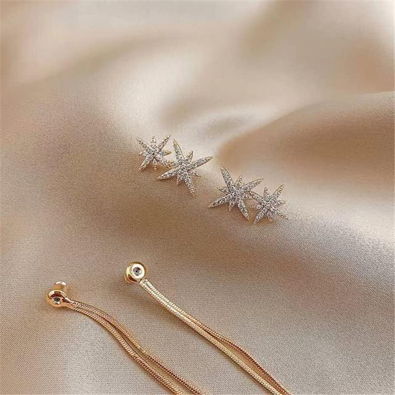 Crystal Star Tassel Drop Earrings - AR - 178