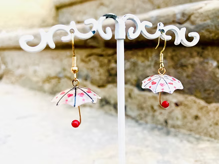 Cherry Drop Umbrella Earrings - AR-136
