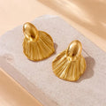 Gold Shell Fan Statement Earrings - AR - 184 - 185