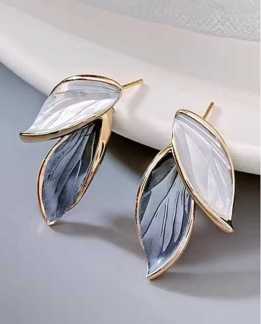 Dual-tone leaf earrings - AR-161