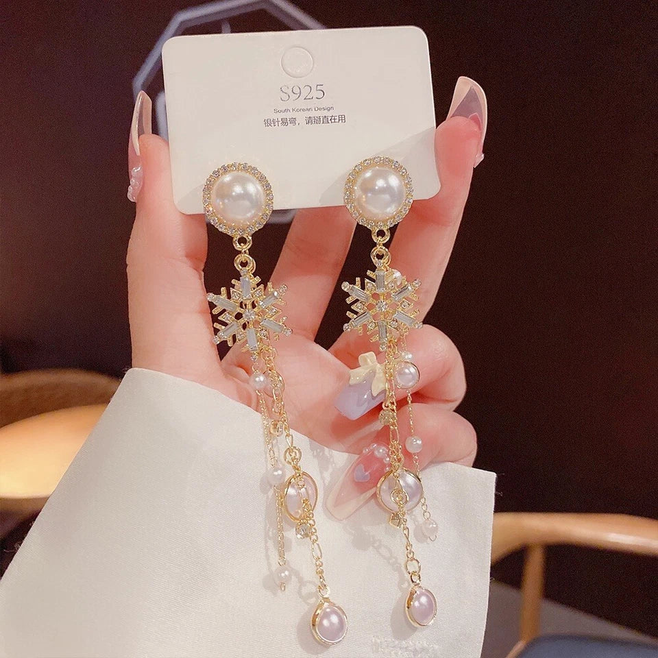 Golden Snowflake Earrings - AR-124