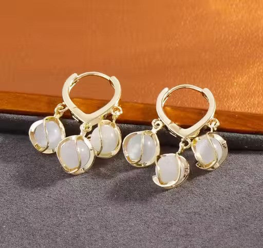 Pearl Petal Drop Earrings - AR-128
