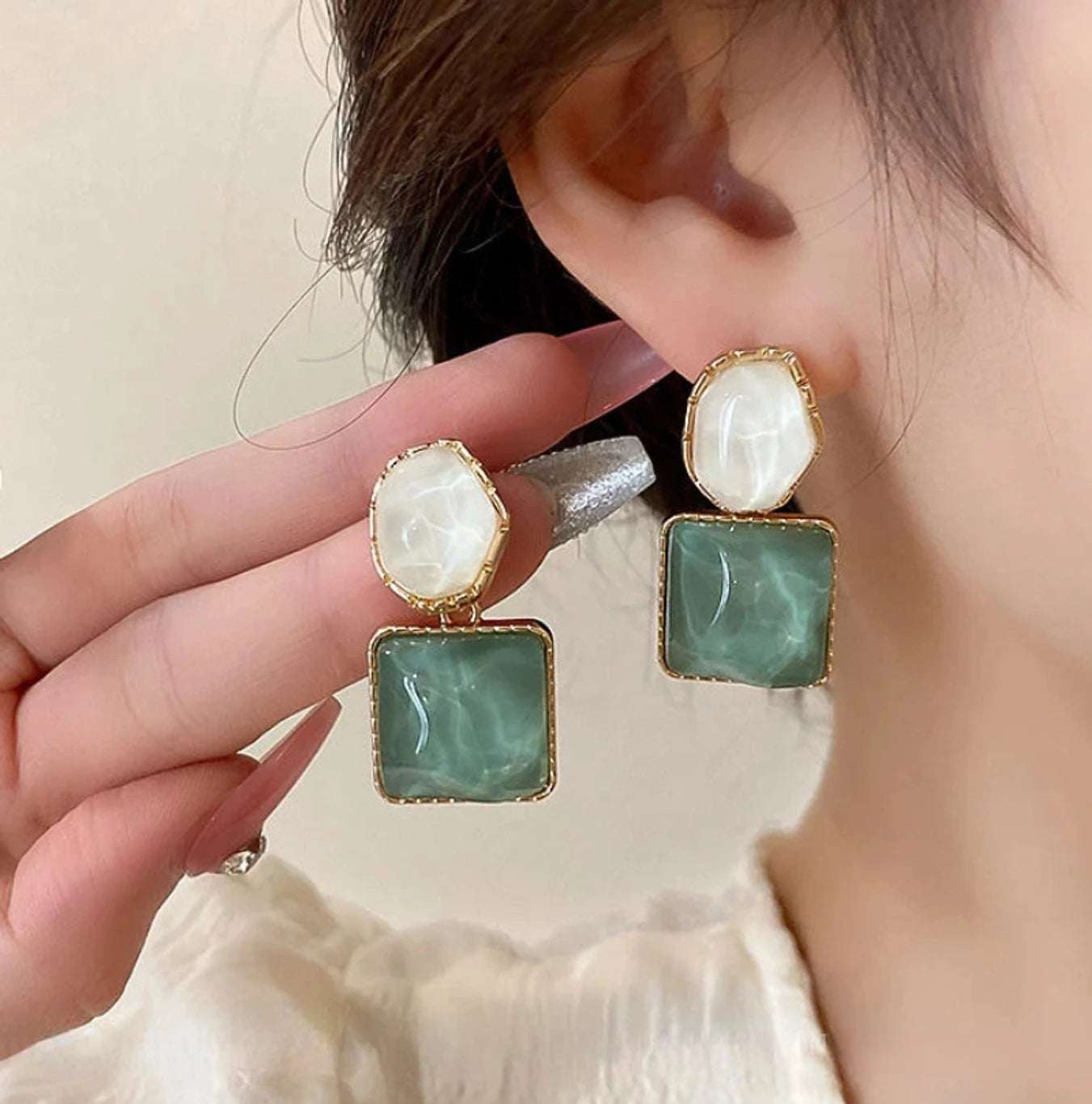 Korean Style Geometric Stud Earrings - AR-94-95