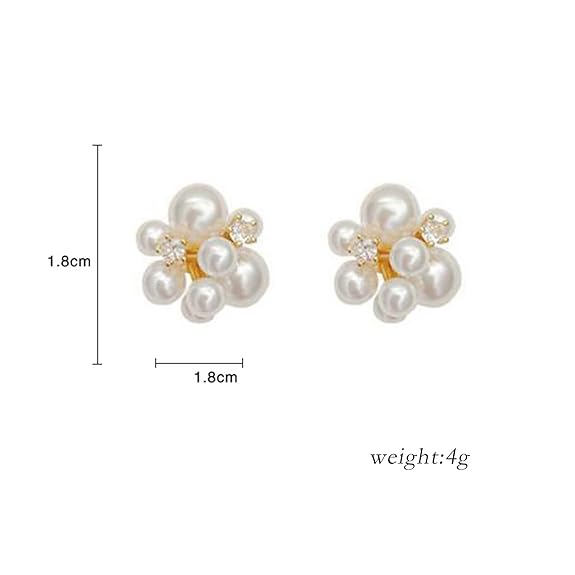 Pearl cluster stud earrings - AR-154