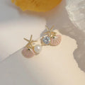 Starfish Pearl Seashell Ocean Drop Earrings - AR - 194