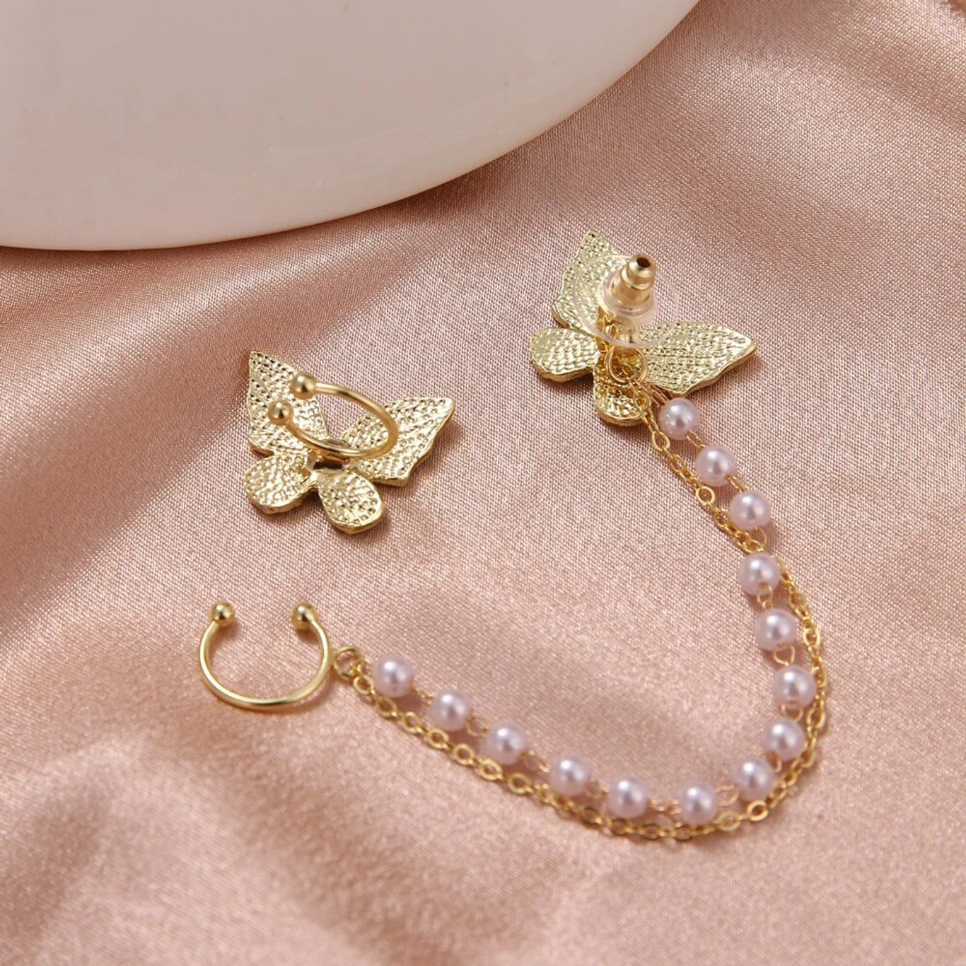 Crystal Butterfly Cuff Earrings - AR-89