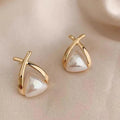Pearl Cross stud Earrings - AR-36