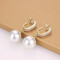 Crystal bar pearl drop earrings - AR-165