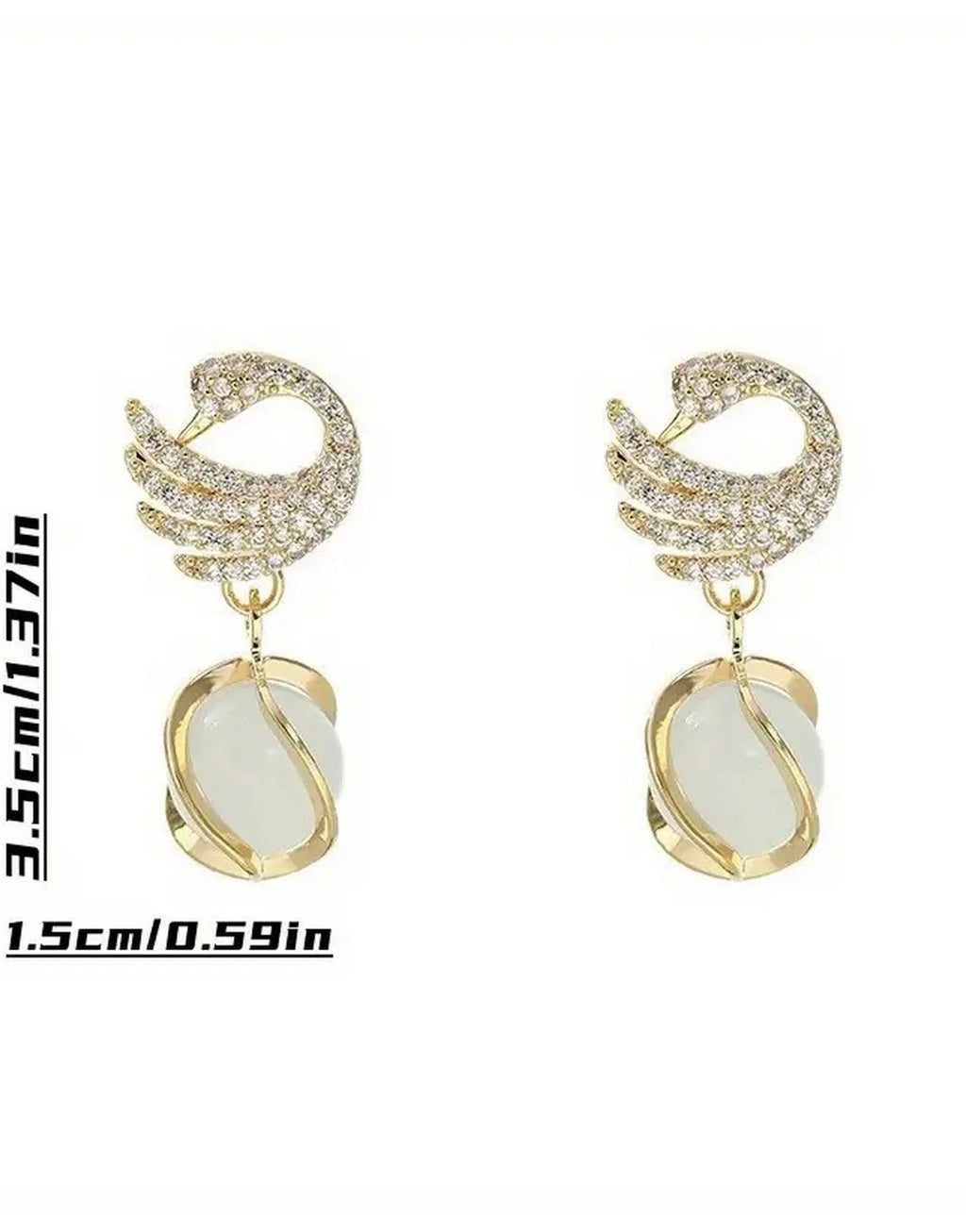 Crystal Swan Dangle Earrings - AR-114