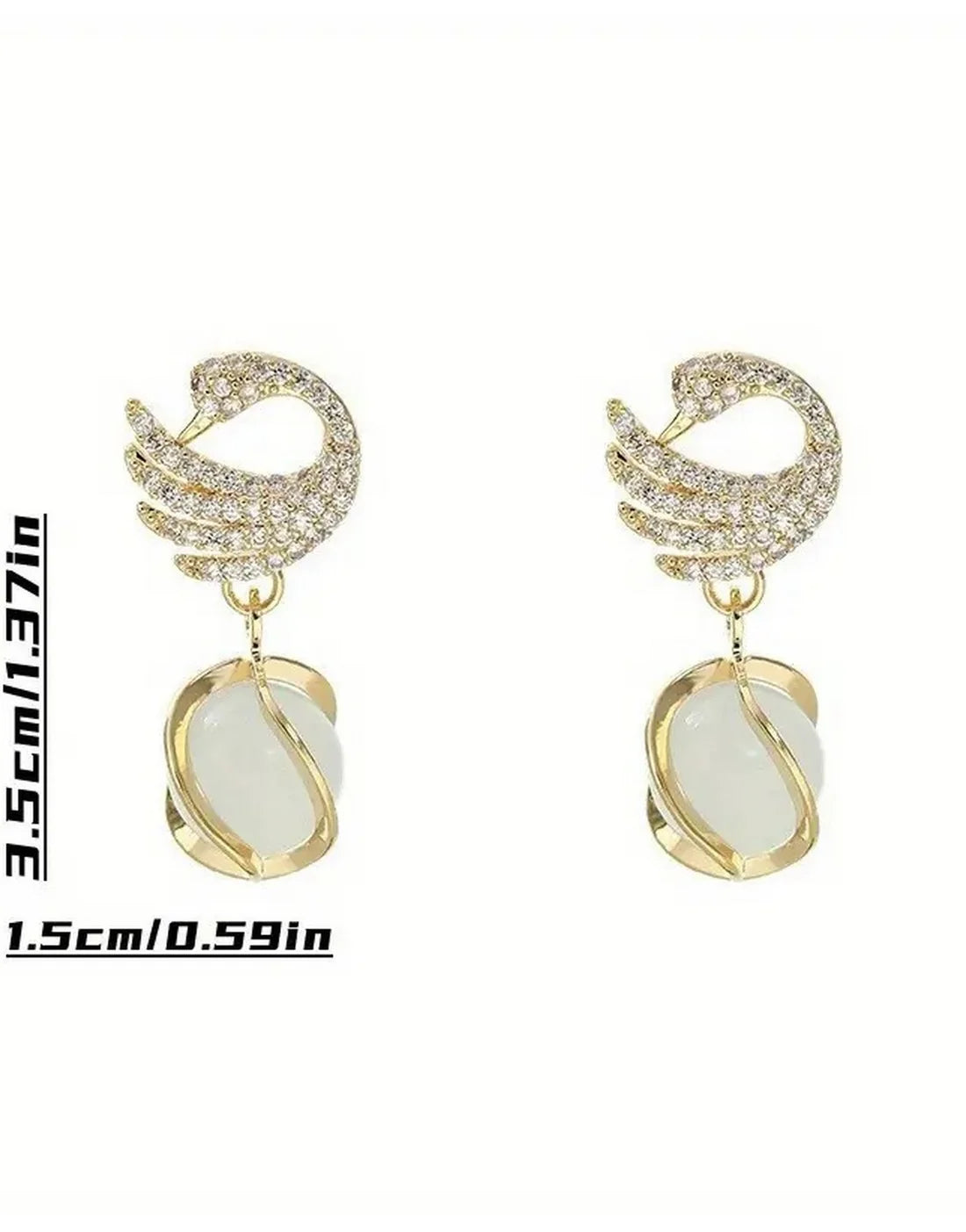 Crystal Swan Dangle Earrings - AR-114
