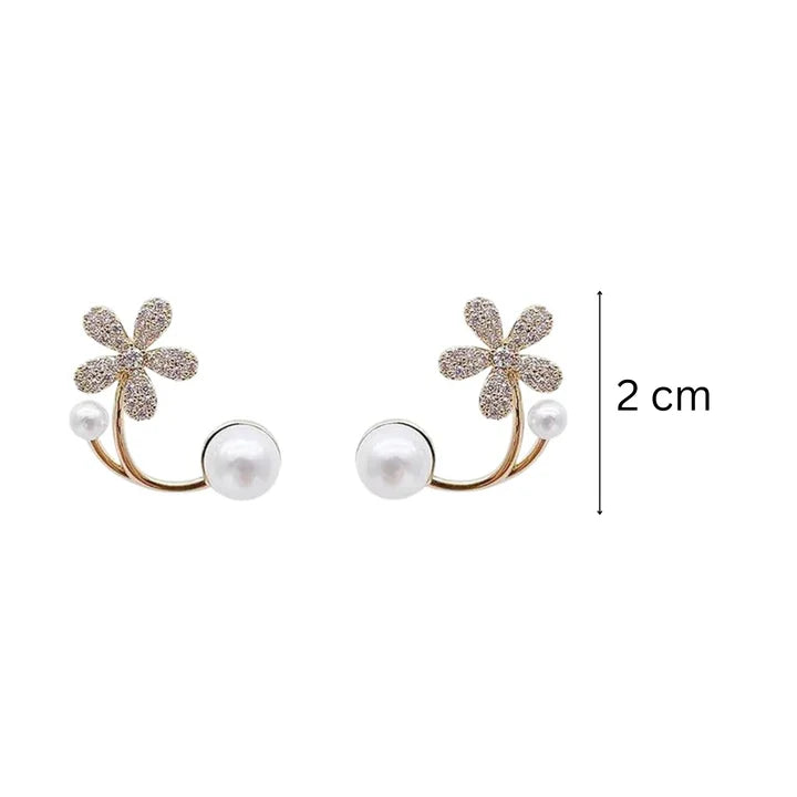 Intricate Flower Pearl Earrings - AR-99