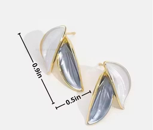 Dual-tone leaf earrings - AR-161