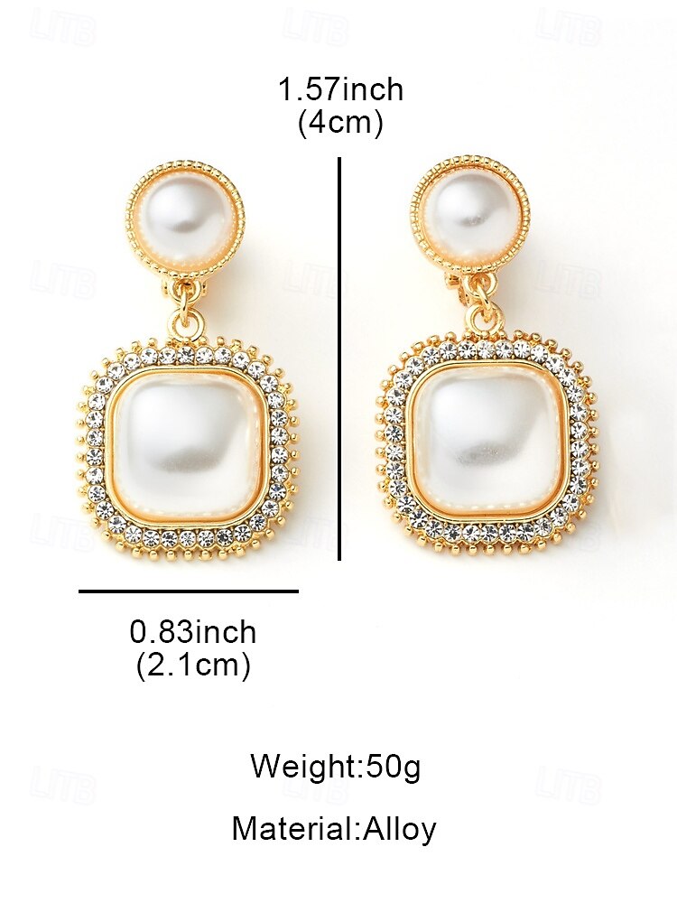Gold-Plated Square Drop Earrings - AR-105